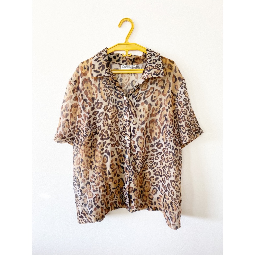 VTG 90s Sheer Leopard Print Blouse